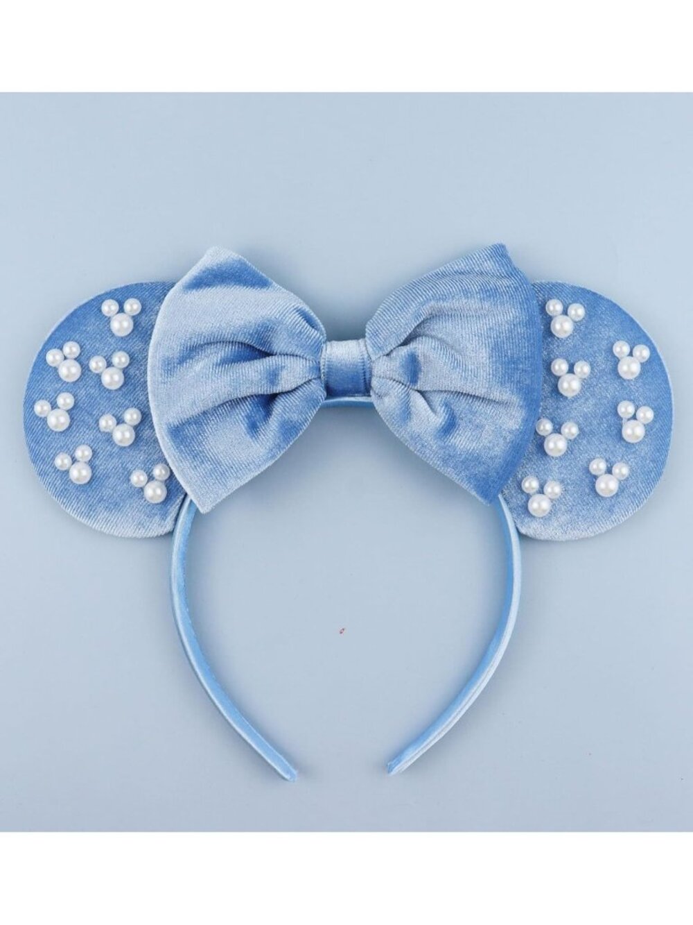 Women Blue Polyester Velvet Mickey Mouse Halloween Costume Headband